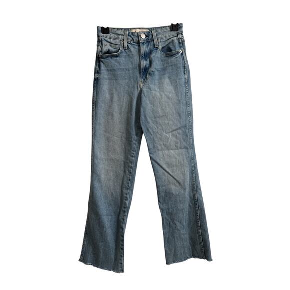 Amo High Rise Kick Crop Jeans Sz 25 Topanga Wash Chic Trendy Light Wash Flare - Picture 2 of 9